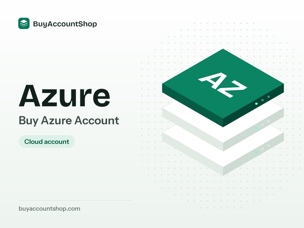 Buy Azure Account product visual with the Azure name and a layered cloud server illustration