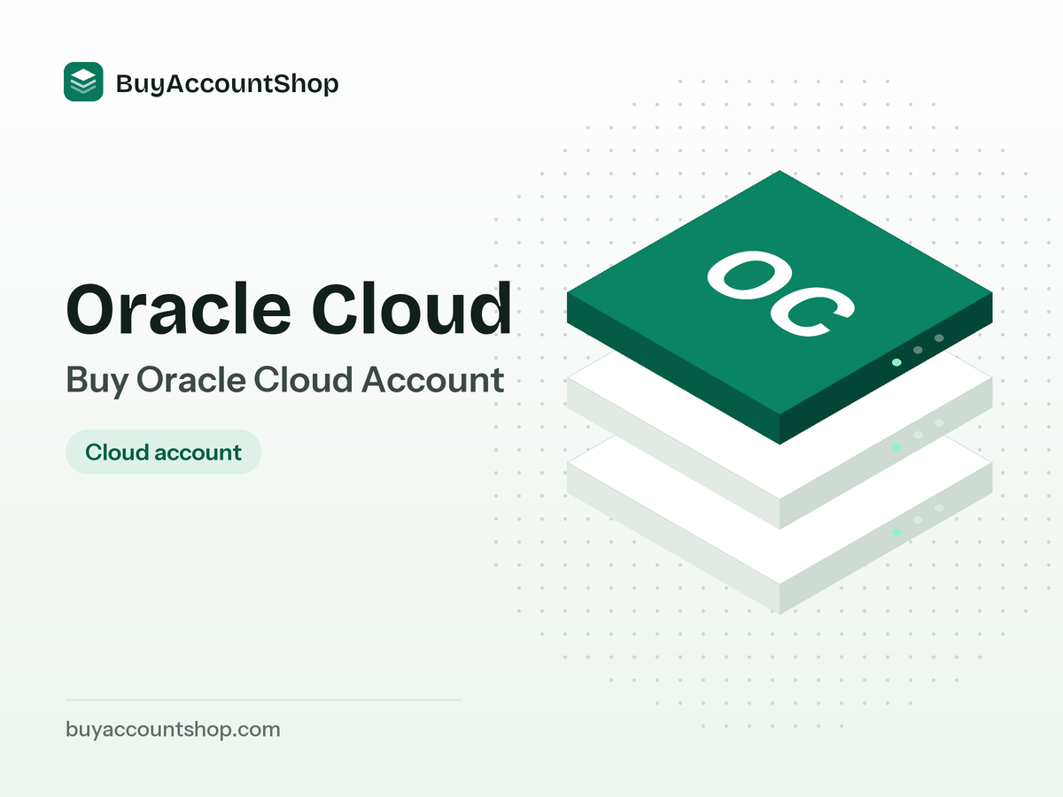 Buy Oracle Cloud Account product visual with the Oracle Cloud name and a layered cloud server illustration